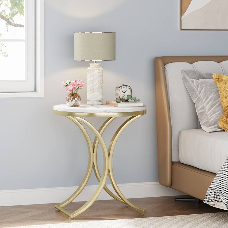 Round Side End Table Living Room, Nightstand for Bedroom