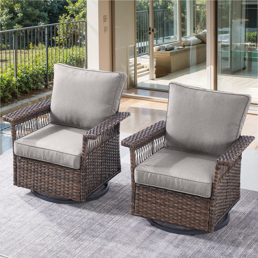 Gymojoy 2 Pieces Patio Swivel Rocker Wicker Chairs