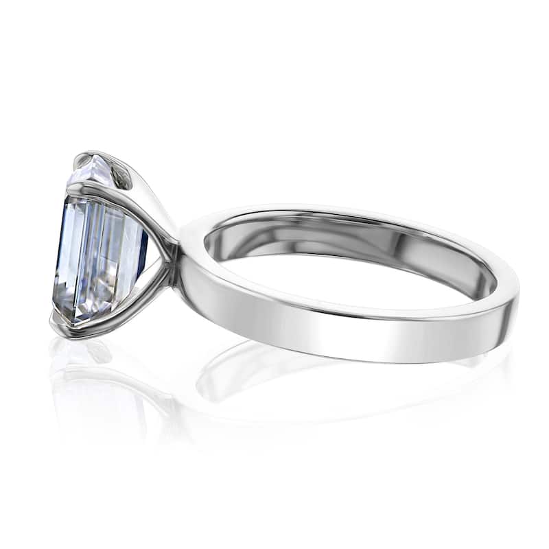 Kobelli 3 Carat Lab Grown Diamond Certified 14k Solid Gold Emerald-cut 3mm Plain Cigar Band Havana Engagement Ring (EF/VS)