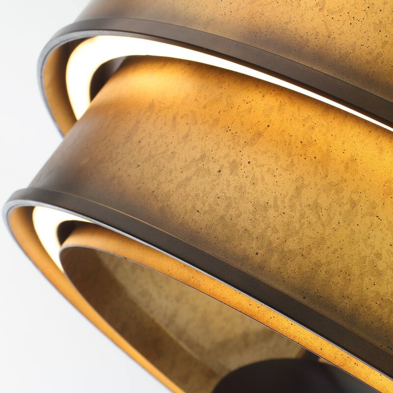 Ceiling Fan 32" Perimost 3-Blade Modern Gold Caged LED