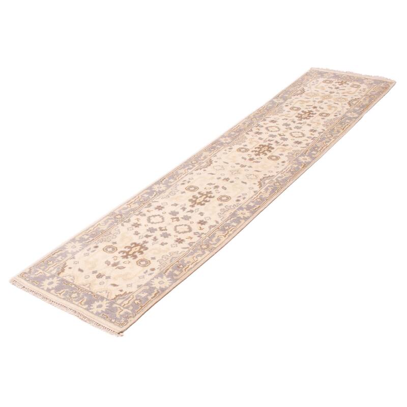 ECARPETGALLERY Hand-knotted Royal Oushak Cream Wool Rug - 2'6 x 11'8
