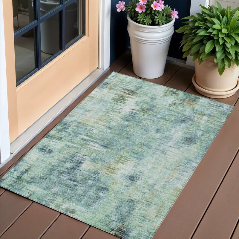 HomeRoots Abstract Transitional Rectangle Outdoor Rug - 3' x 5'