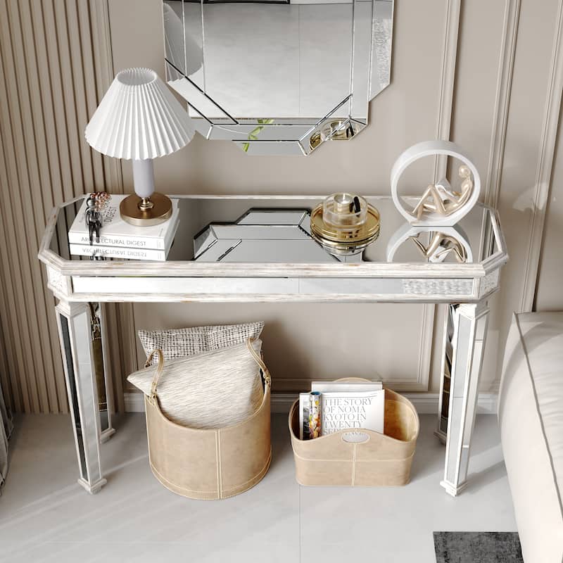 GDF Studio - Rutherford Art Deco Wood and Glass Console Table