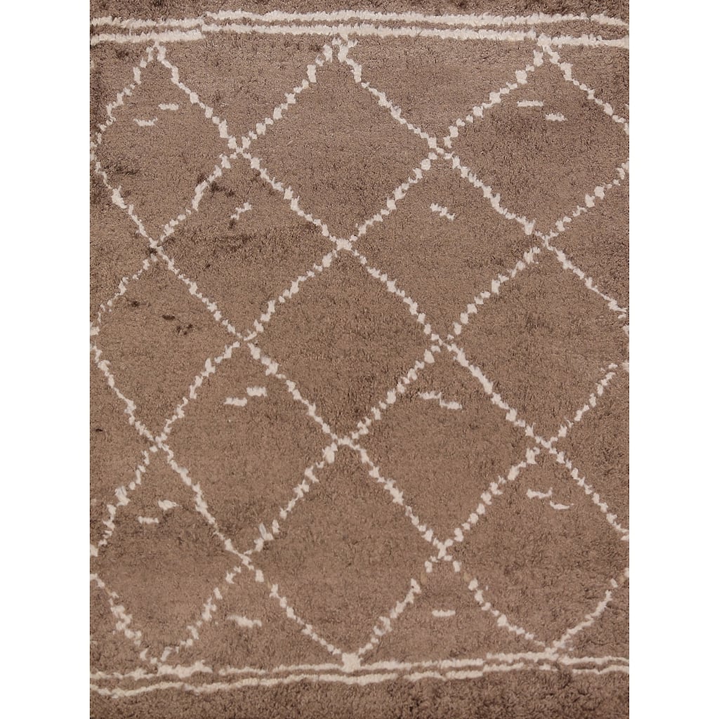Brown Moroccan Oriental Foyer Rug Hand-Knotted Wool Carpet - 2'0"x 3'0"