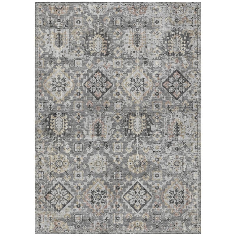 HomeRoots Floral Medallion Traditional Rectangle Outdoor Rug