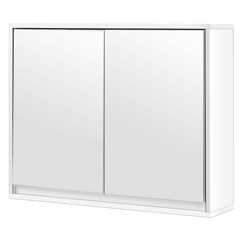 Costway Wall Mounted Bathroom Medicine Cabinet Storage Cabinet Double - White