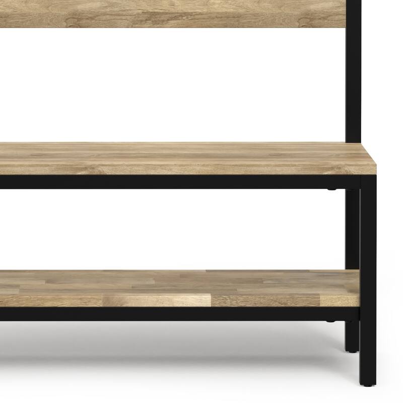 WYNDENHALL Hooper SOLID MANGO WOOD 40 inch Wide Industrial Entryway Hall Tree Bench in Natural - 16" D x 40" W x 75" H