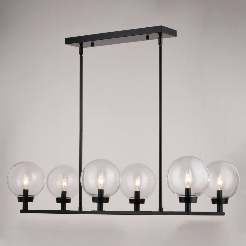 Lander Matte Black Transitional Chandelier Light with Clear Glass Globes