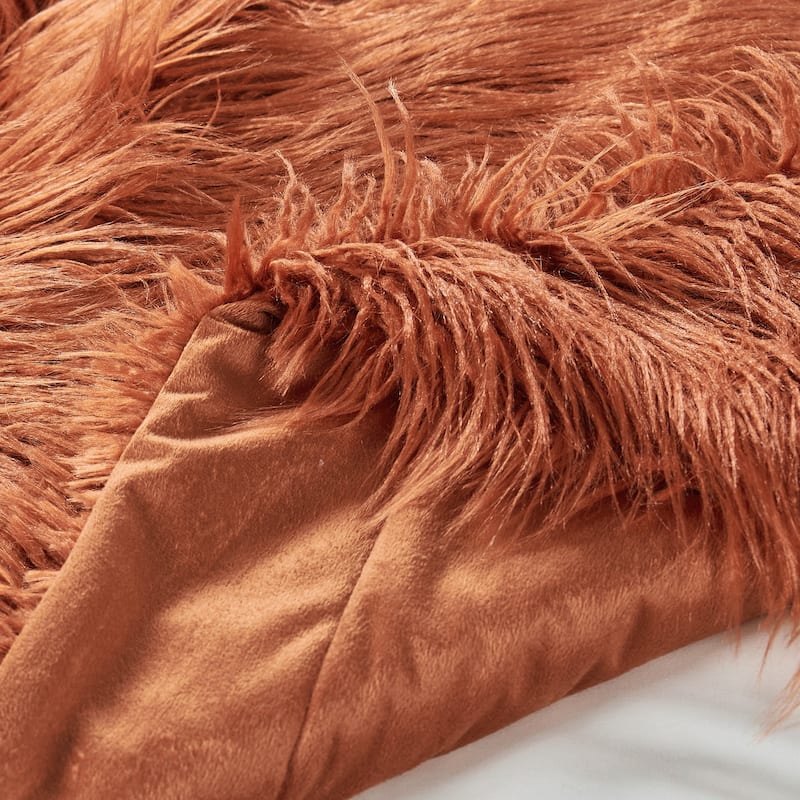 Karenne Shaggy Fauxfur Throw Blanket