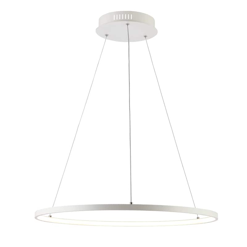 SAFAVIEH Lighting Adje 74-inch Modern White Adjustable LED Pendant - 24" W x 24" L x 12-74" H - 24Wx24Dx61H