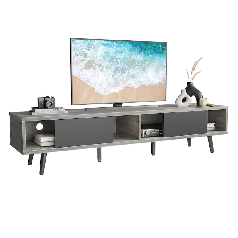 TV Stand for up to 75" TVs with Solid Wood Entertainment Center TV Console Mid-century - 70 inches