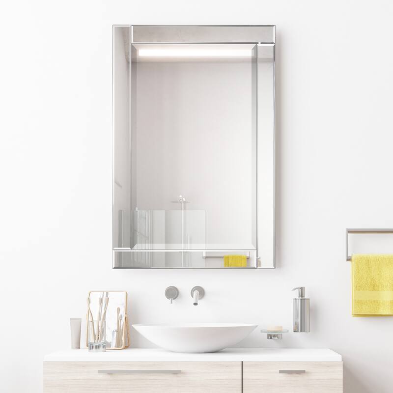 Moderno Beveled Rectangle Wall Mirror, Bathroom Mirror, 24 in. x 36 in. - Clear - 24 x 36