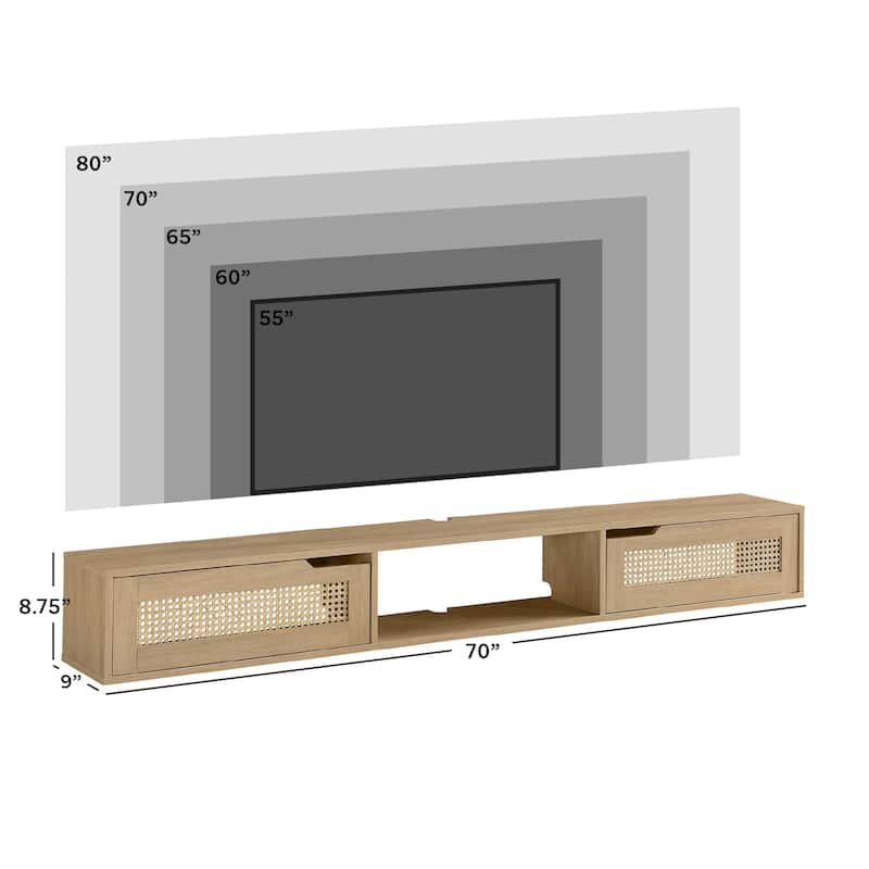 Middlebrook Scandi 70-inch Faux Rattan-Door Floating TV Stand