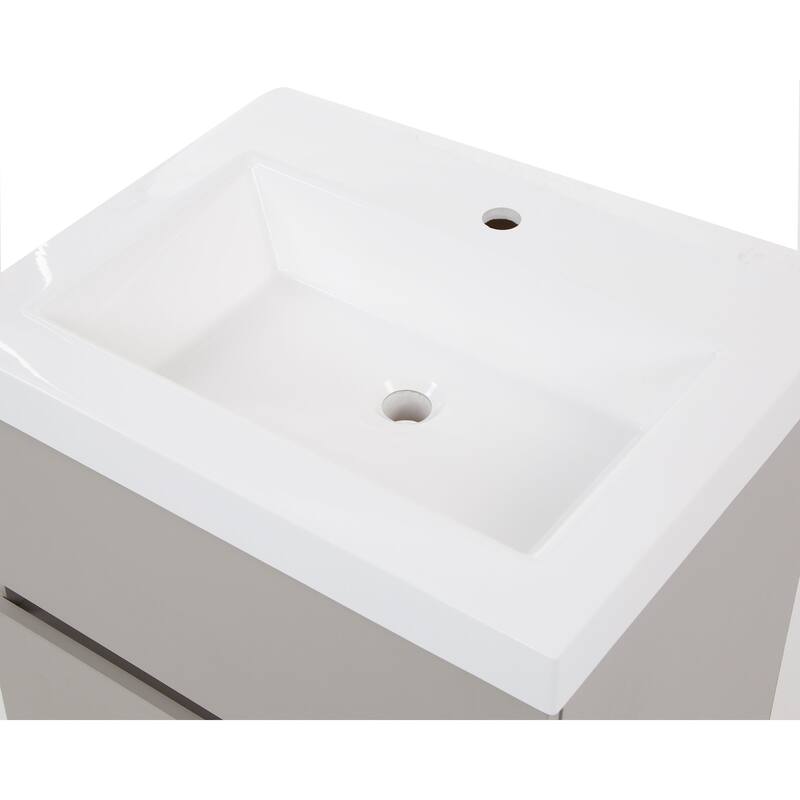Spring Mill Cabinets Innes 24.5" 2-Drawer Floating Bathroom Vanity With White Sink Top
