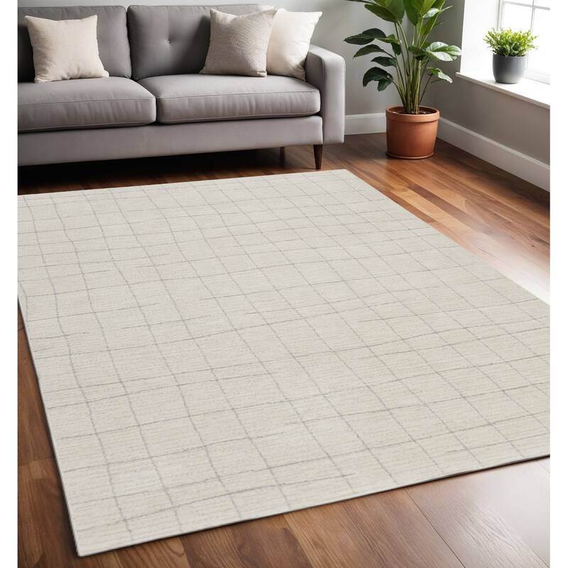 HomeRoots Abstract Scandinavian Rectangle Area Rug - 87.00 in. x 63.00 in.  x 0.59 in.