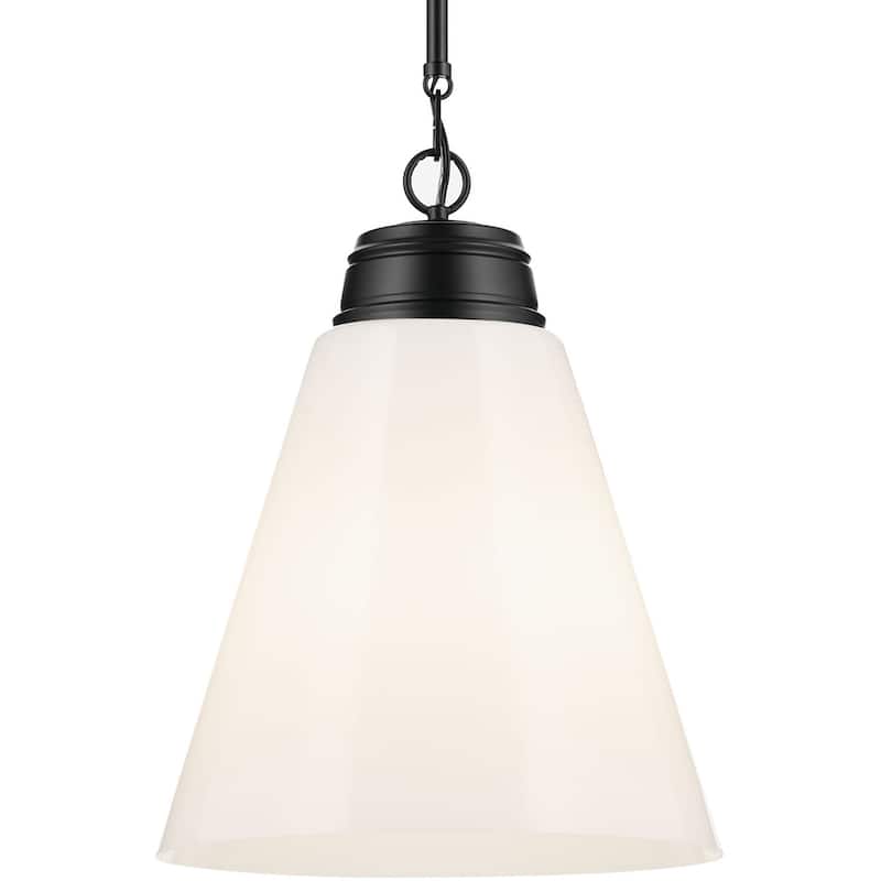 Kichler 52662 Marsailli 16" Wide Pendant with Glossy White Opal Glass - Black