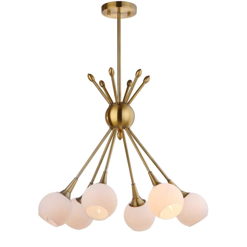 SAFAVIEH Lighting Huang Adjustable 6-Light Brass Gold Pendant - 22" W x 22" D x 18-54" H - Brass Gold - 22Wx22Dx54H