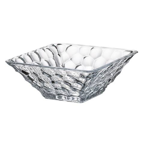 Glass Bowl - Square - Pebbled Textured Exterior Design - 10" - European Quality - Made in Europe by Majestic Gifts Inc.