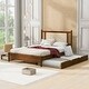 preview thumbnail 9 of 23, Queen Size Wooden Rattan Platform Bed, with 2 Big Drawers, T Size Trundle Brown