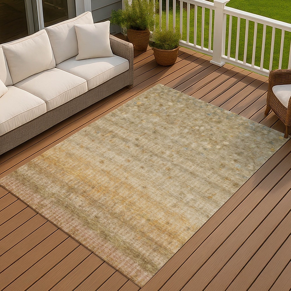 Machine Washable Indoor/ Outdoor Ombre Stripes Chantille Rug