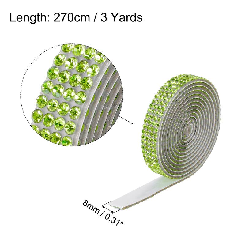 3Roll 3 Yards 8mm Diamond Ribbon White - Light Green - 8mm