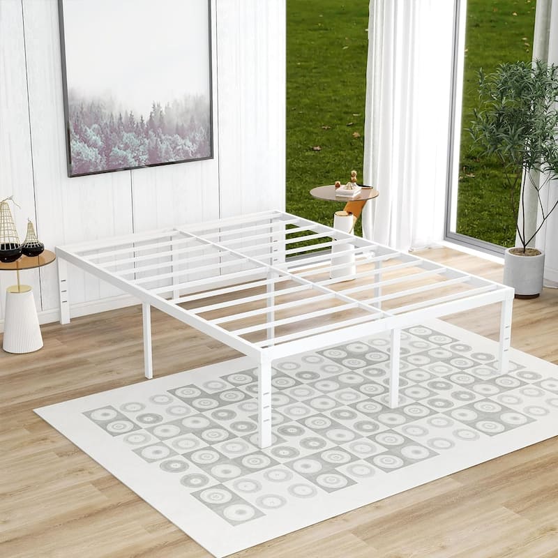 alazyhome 18 inch Heavy Duty Metal Platform Bed Frame with Storage