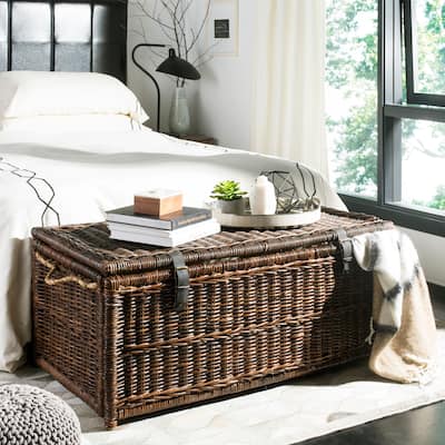 happimess Caden 46" Wicker Storage Trunk, Brown - Butterscotch