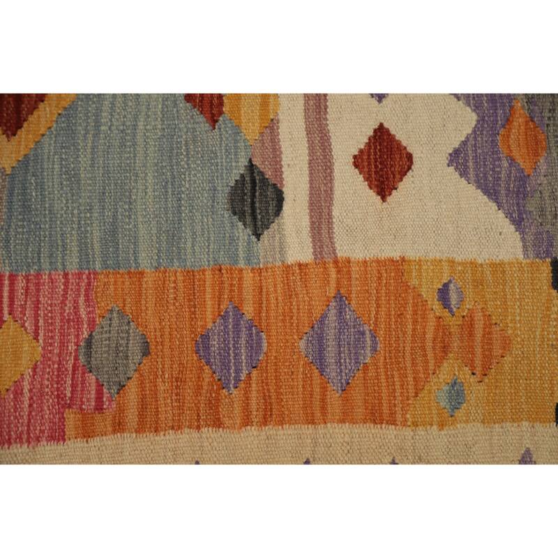 Hand Woven Oriental 100% Wool Carpet Southwestern Tribal Multi-Colored Kilim Area Rug - 7' 9'' X 4' 8''