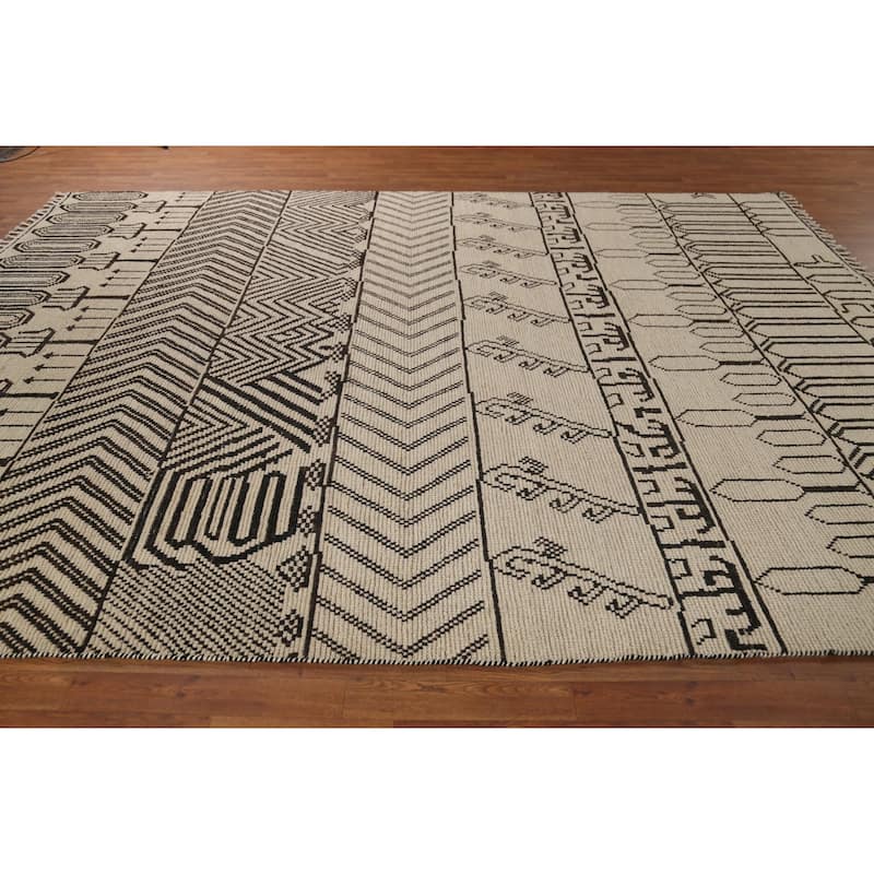 Trellis Moroccan Area Rug Handmade Living Room Wool Carpet - 9'0"x 12'3"