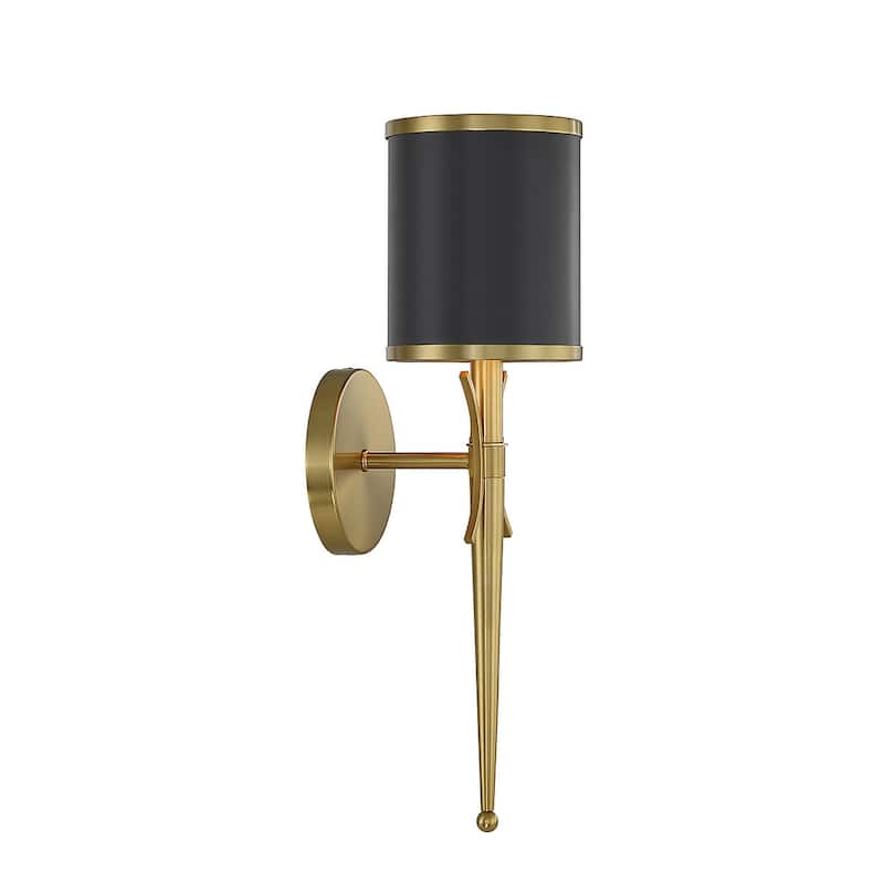 Matte Blackith Warm Brass One Light Wall Sconce from the Quincy Collection
