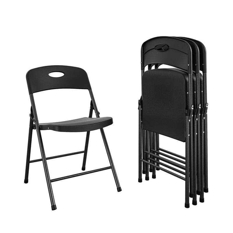COSCO Solid Resin Plastic Indoor/Outdoor Plastic Folding Chair, 4-Pack