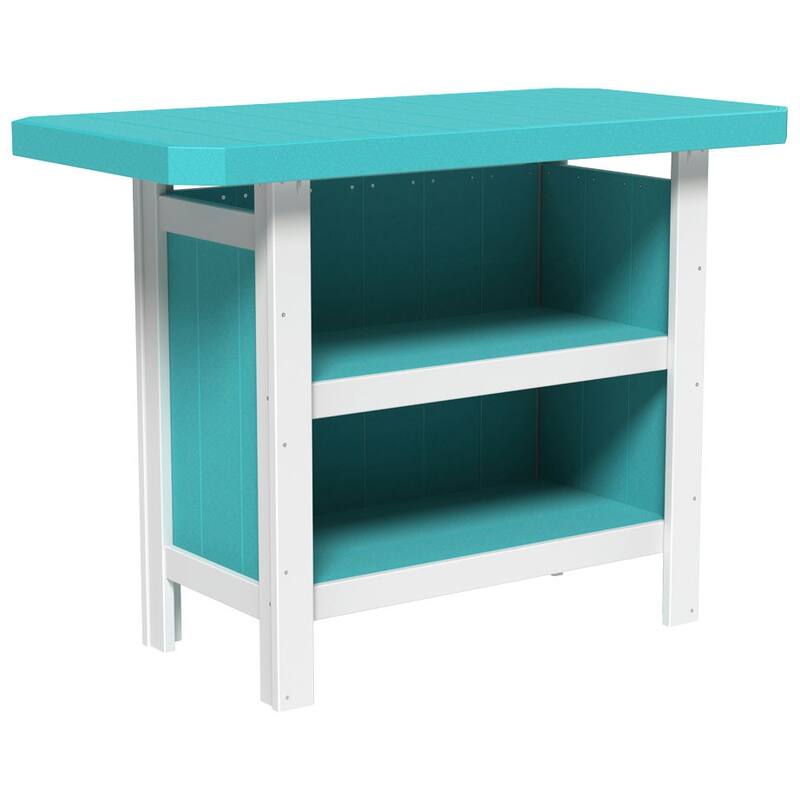 Poly Lumber Serving Bar - Aruba Blue & White