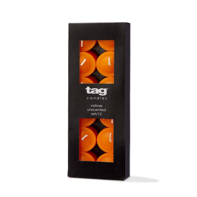 Color Studio Orange Votive Candles Set of 12 - Paraffin Wax, 5 Hour Burn Time, Perfect for Everyday Use