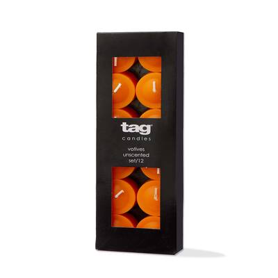 Color Studio Orange Votive Candles Set of 12 - Paraffin Wax, 5 Hour Burn Time, Perfect for Everyday Use