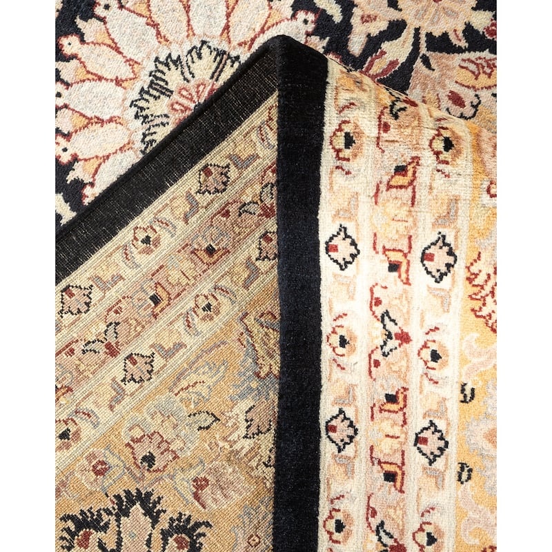 Overton Hand Knotted Wool Vintage Inspired Traditional Mogul Black Area Rug - 9 x 12