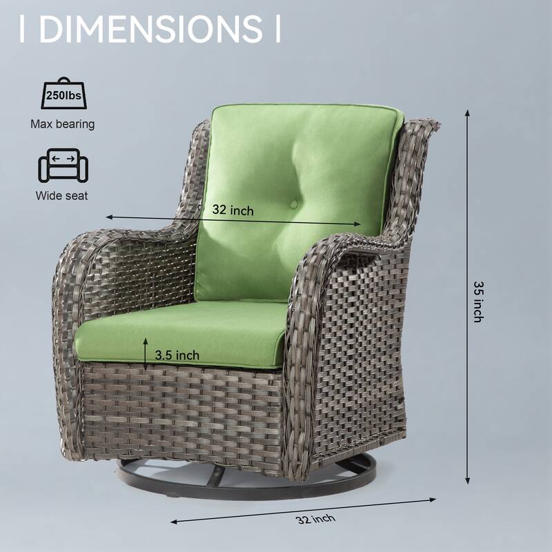 Cozywor Brown Wicker Patio Swivel Rocking Chair (Set of 2)