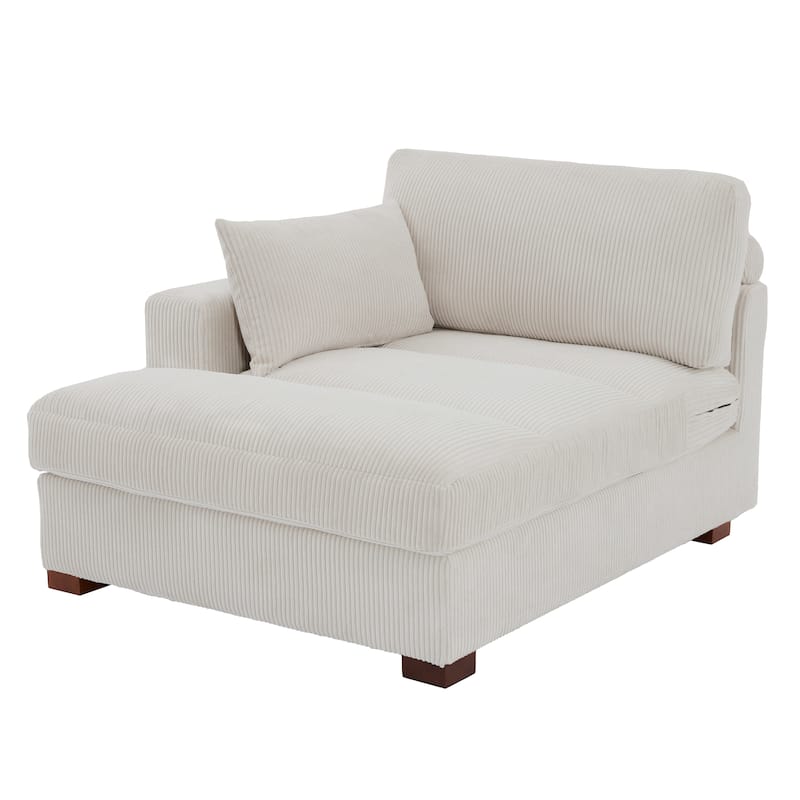Modern Corduroy L-Shaped Sofa Chaise Lounge Couch