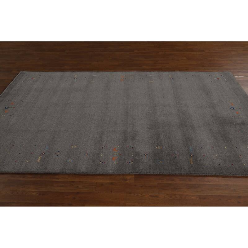 Hand Knotted Oriental 100% Wool Carpet Tribal Tribal Greys & Charcoal Gabbeh Area Rug - 8' 3'' X 5' 1''