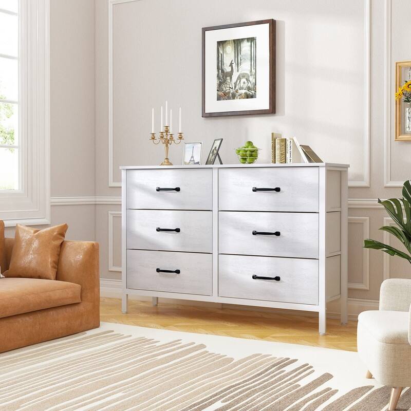 White Dresser with 6 Drawers