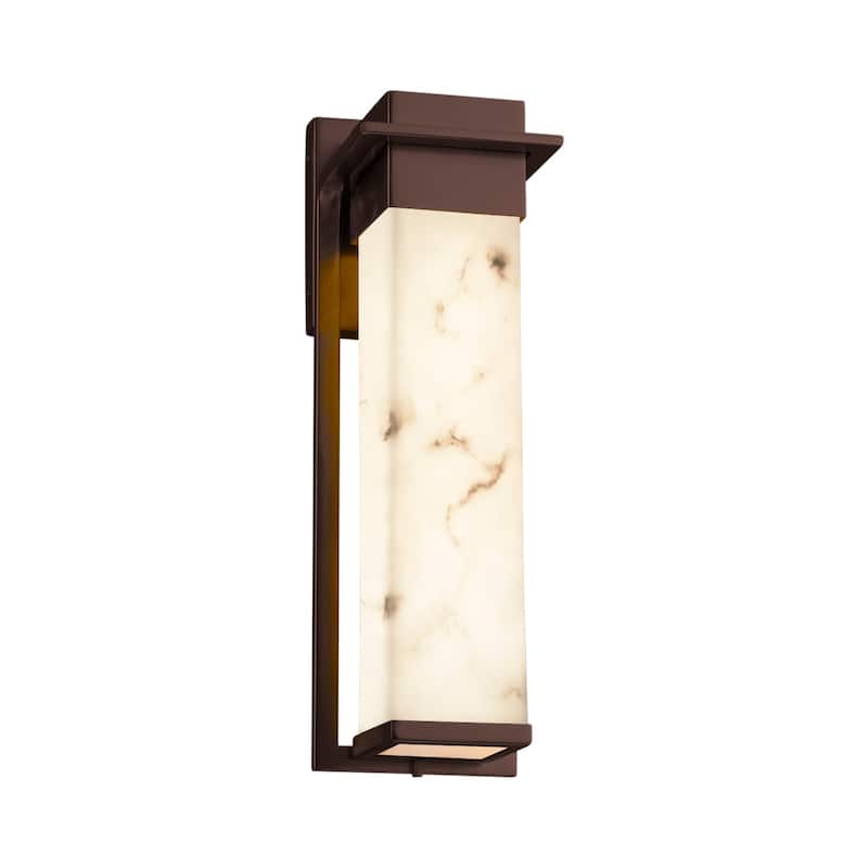 Justice Design LumenAria Pacific Dark Bronze Outdoor Large Wall Sconce, Faux Alabaster Shade