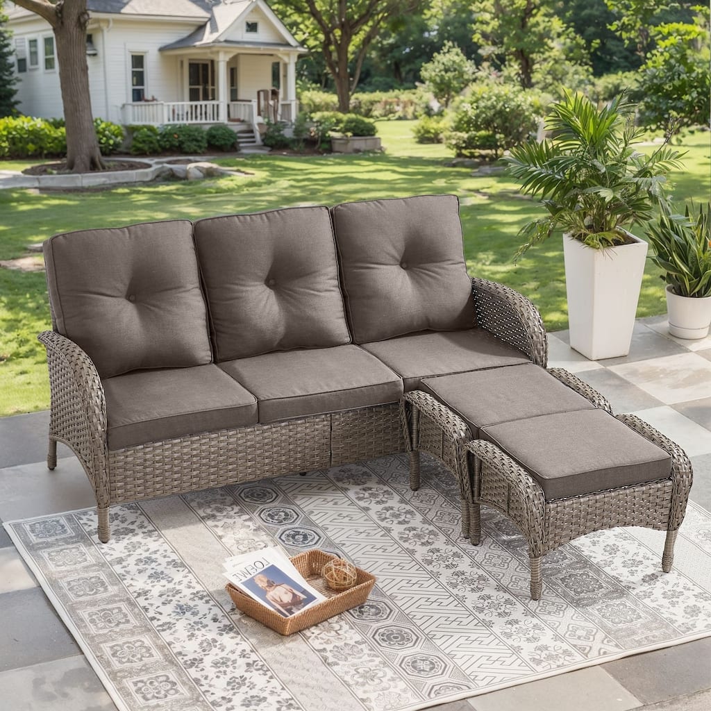 Outdoor Patio 3 Seats Sofa Ottmans Grey - Grey