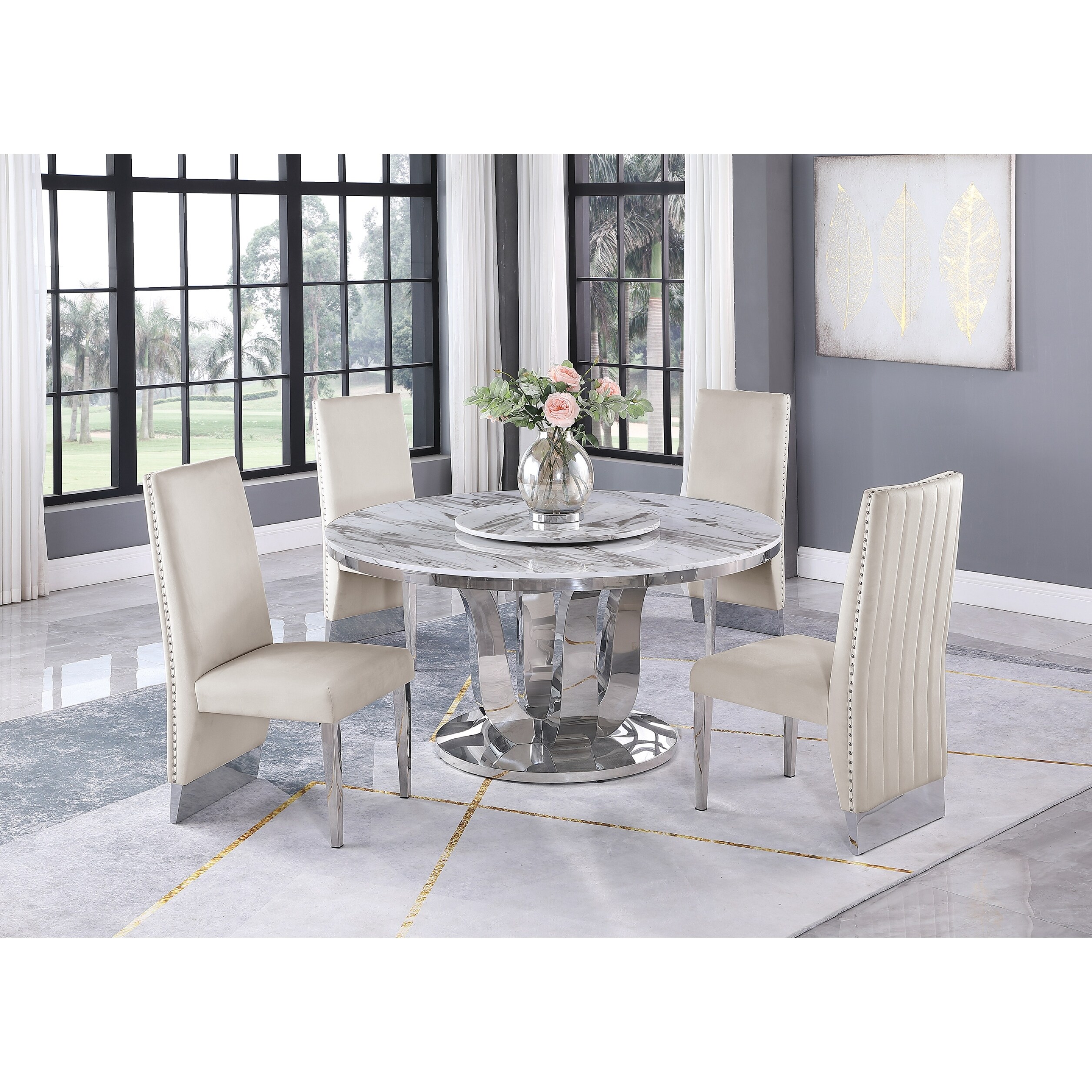 Marble round dining table for deals 4