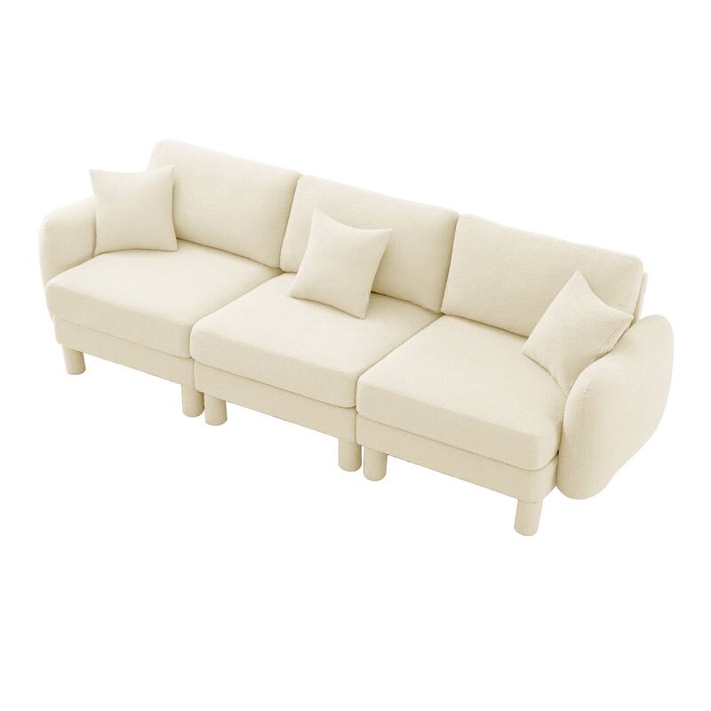 109.4" 3-Seater Modern Upholstered Sofa Couch, Deep-Seat Sectional Sofa with Shell-Shaped Armrests, Leisure Sofa for Living Room