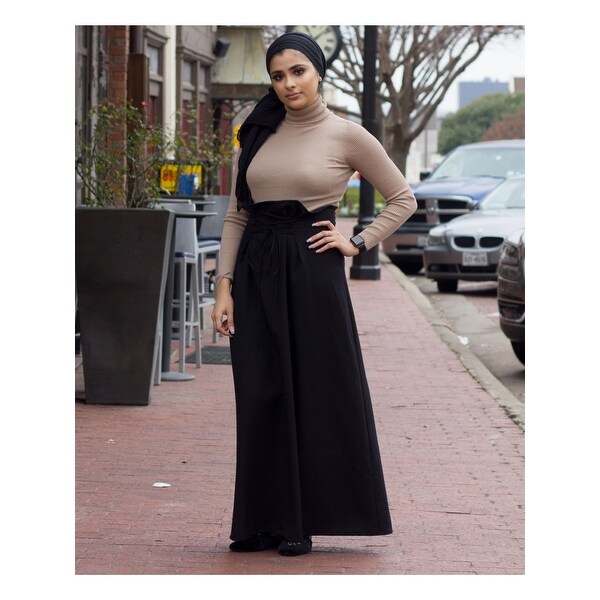 maxi pleated skirt black
