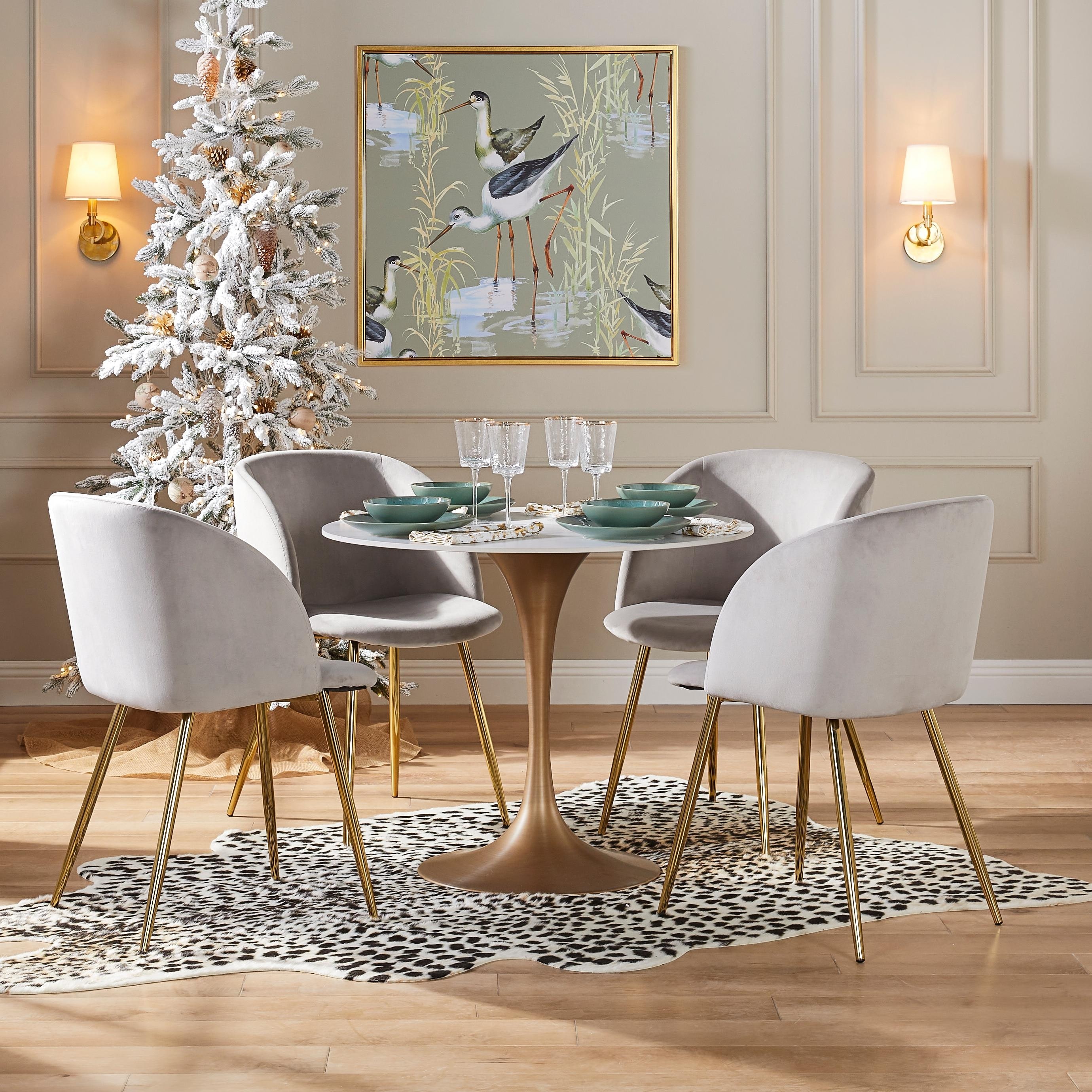 JASIWAY Modern Faux Marble Dining Table with Iron Base