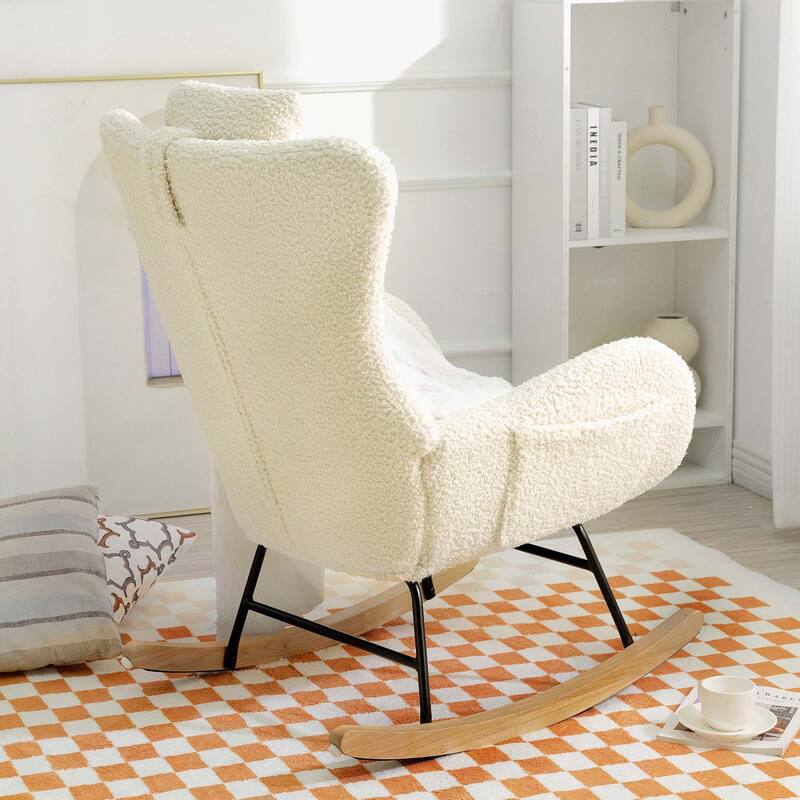 Teddy Rocker Glider Chair with High Backrest and Adjustable Headrest