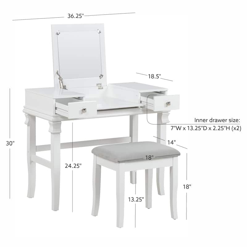 Linon Orhei White Vanity Set