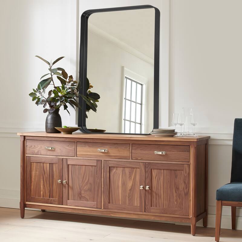 Arched-Top Metal Frame Wall Mirror Bathroom Mirror-36"H×24"W