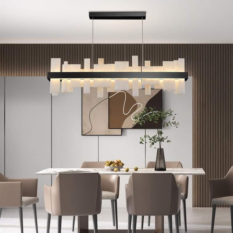 KAYLA 31 in. 8-Lights Drum Gold Chandelier With Alabaster Shade Chandelier