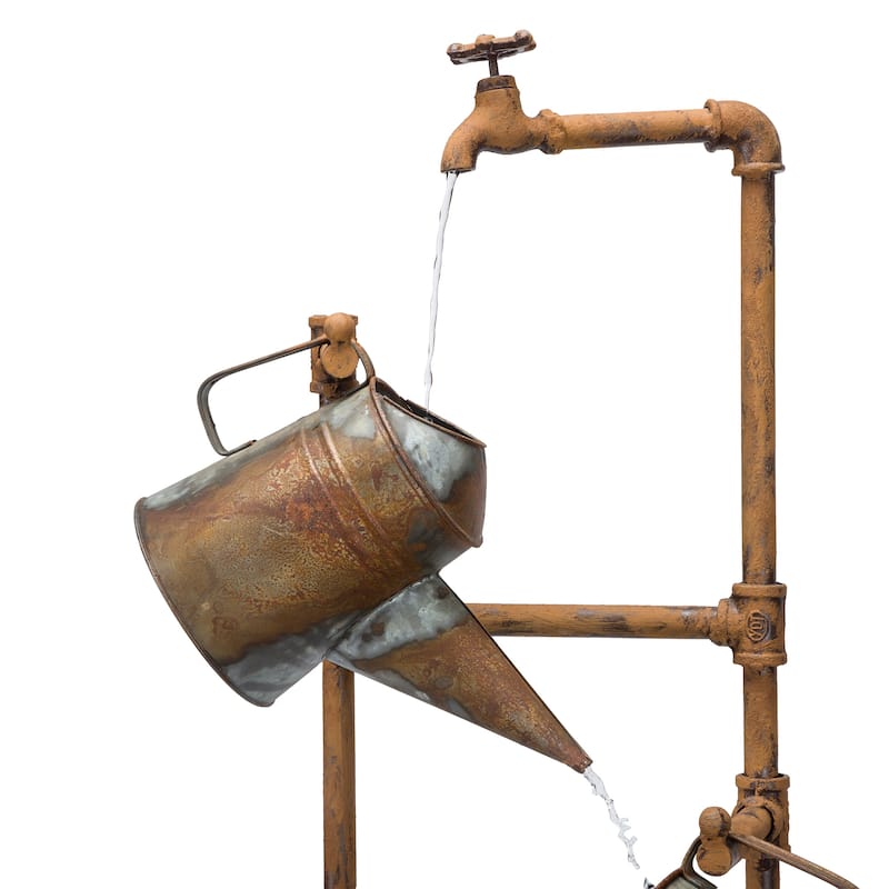 Alpine Corporation 60" Tall Rustic Water Spout and Watering Cans Fountain Yard Decoration